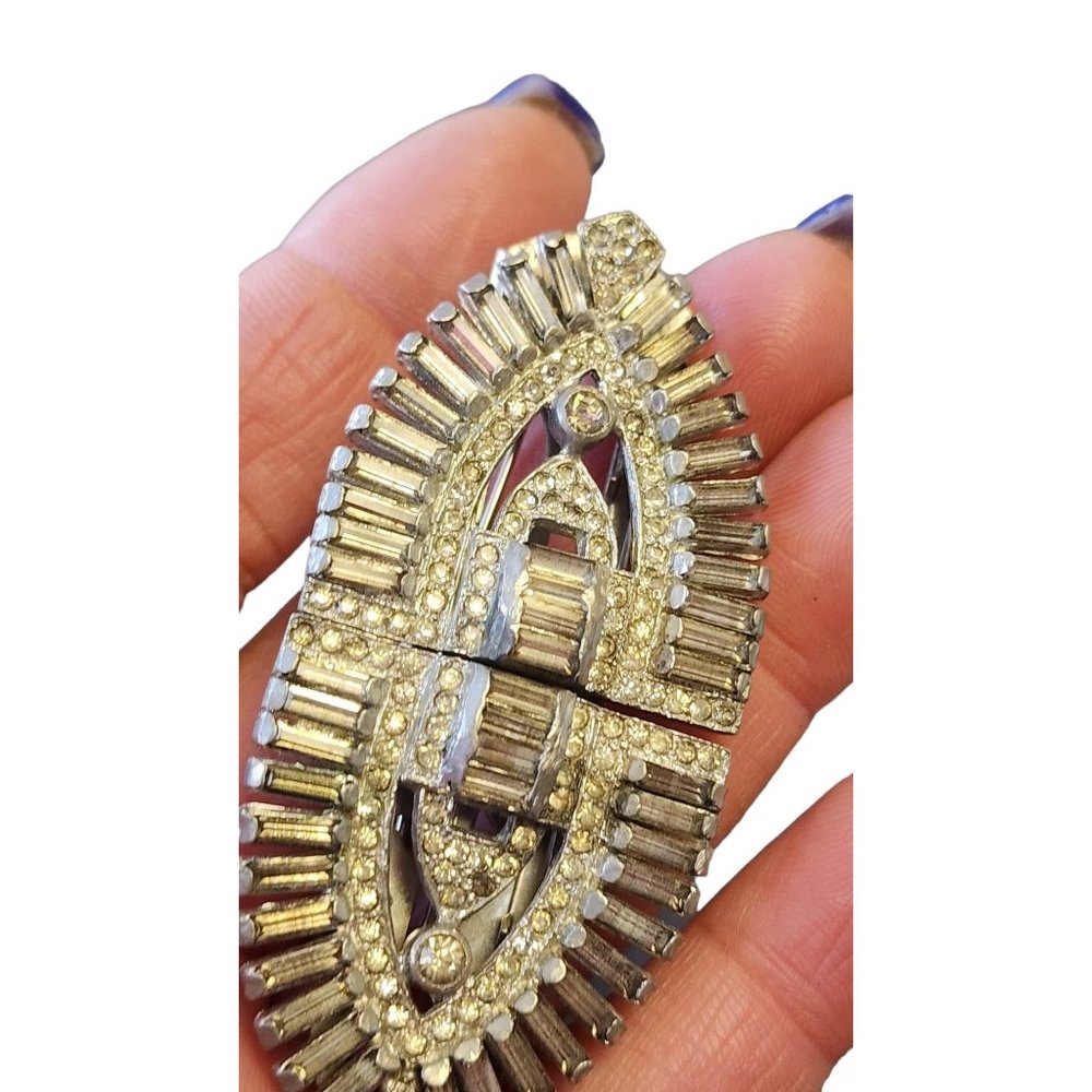 Antique Early Paste Duette/Dress Clip Brooch (A2940) - Picture 4 of 7